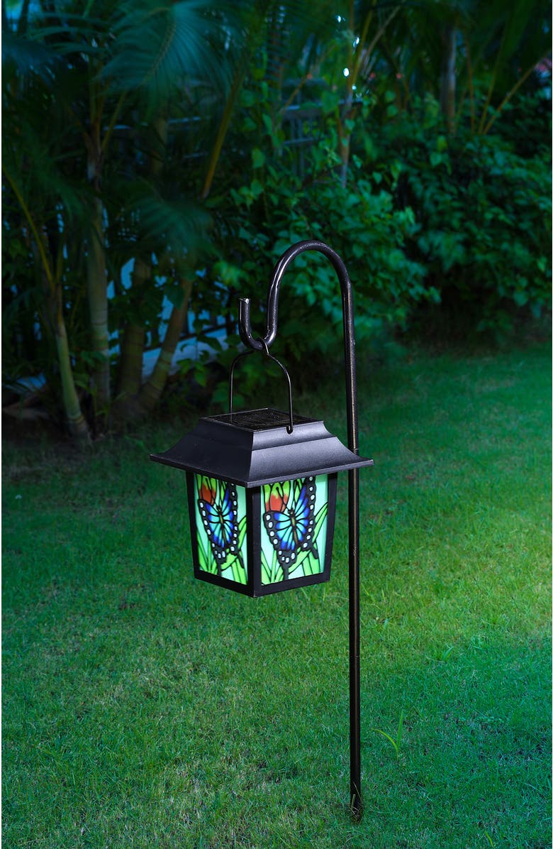 Glitzhome Solar Powered Butterfly Garden Lamp or Pathway Light with Ground Stake, Alternate, color, Black