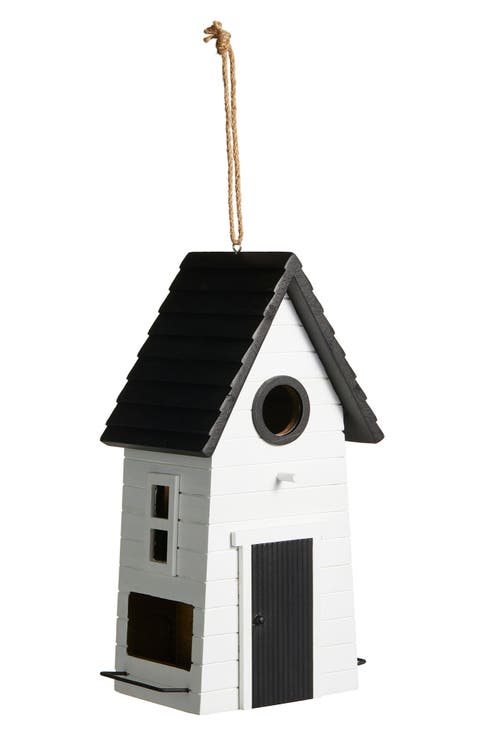 Modern Functional and Decorative Solid Wood White Outdoor Garden Birdhouse
