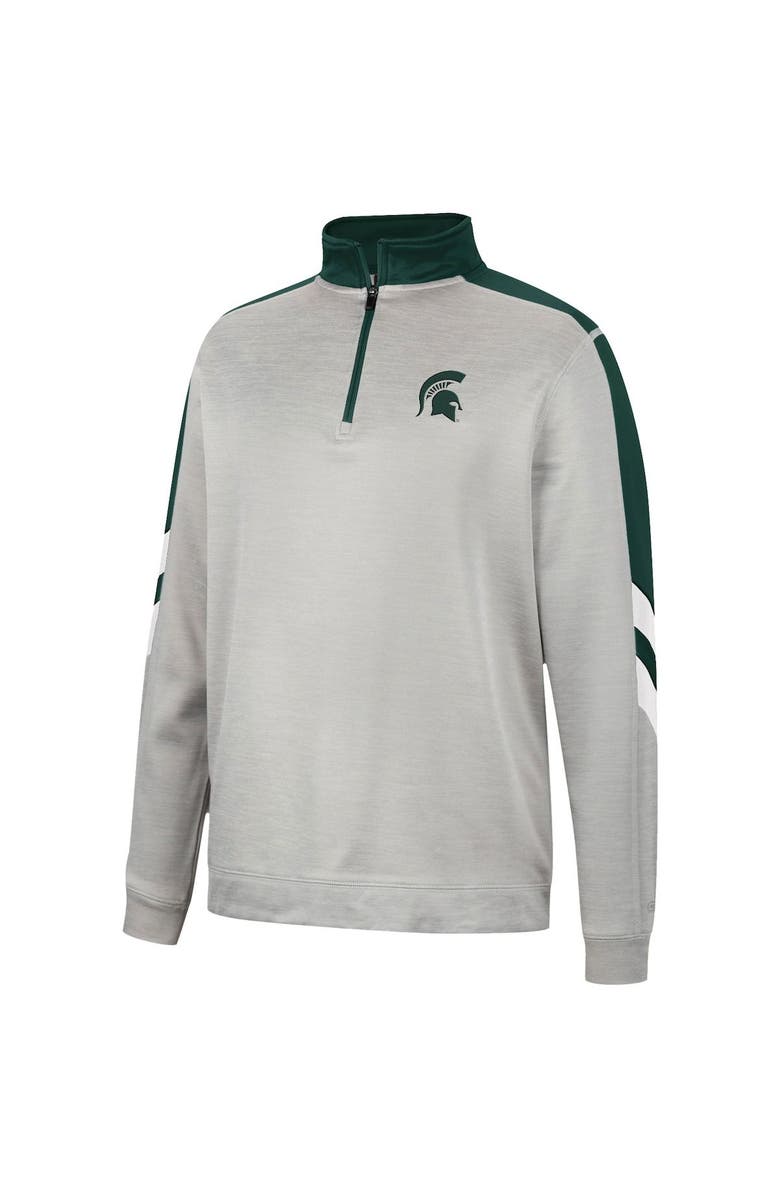 COLOSSEUM Men's Colosseum Gray/Green Michigan State Spartans Bushwood Fleece Quarter-Zip Jacket, Alternate, color, Gray