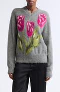 Maison Margiela Floral Brushed Wool & Alpaca Blend Sweater