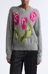 Maison Margiela Floral Brushed Wool & Alpaca Blend Sweater