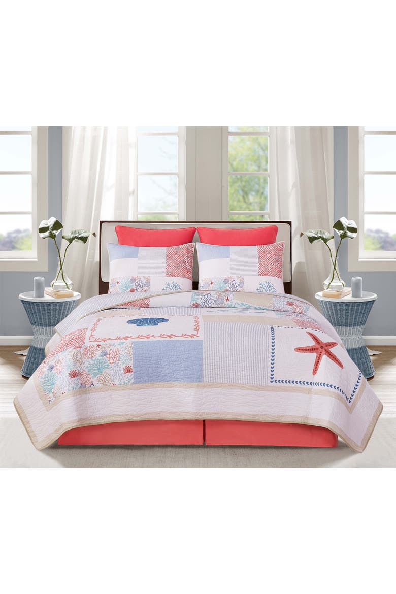 Coral Haven Full/Queen3-Piece Quilt Bedding Set, Alternate, color, Red