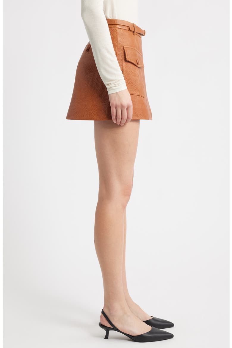 The Leather Cargo Miniskirt, Alternate, color, CHESTNUT