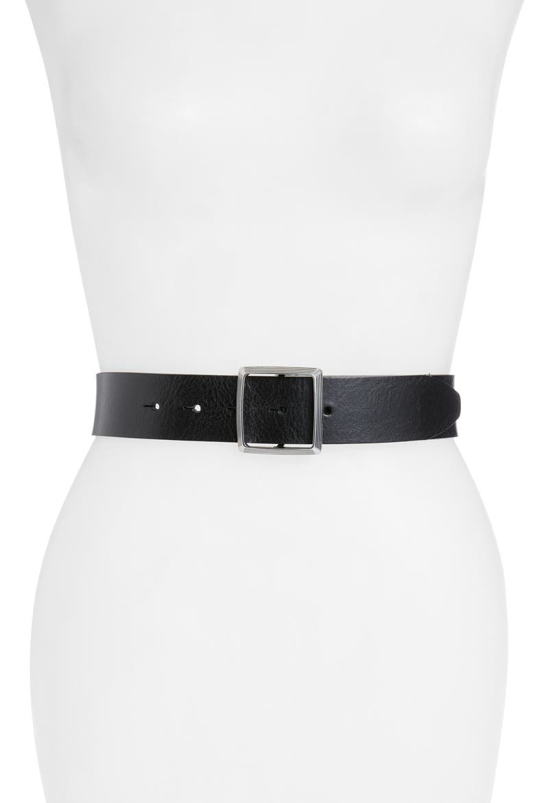 Watch Leather Belt, Main, color, BLACK