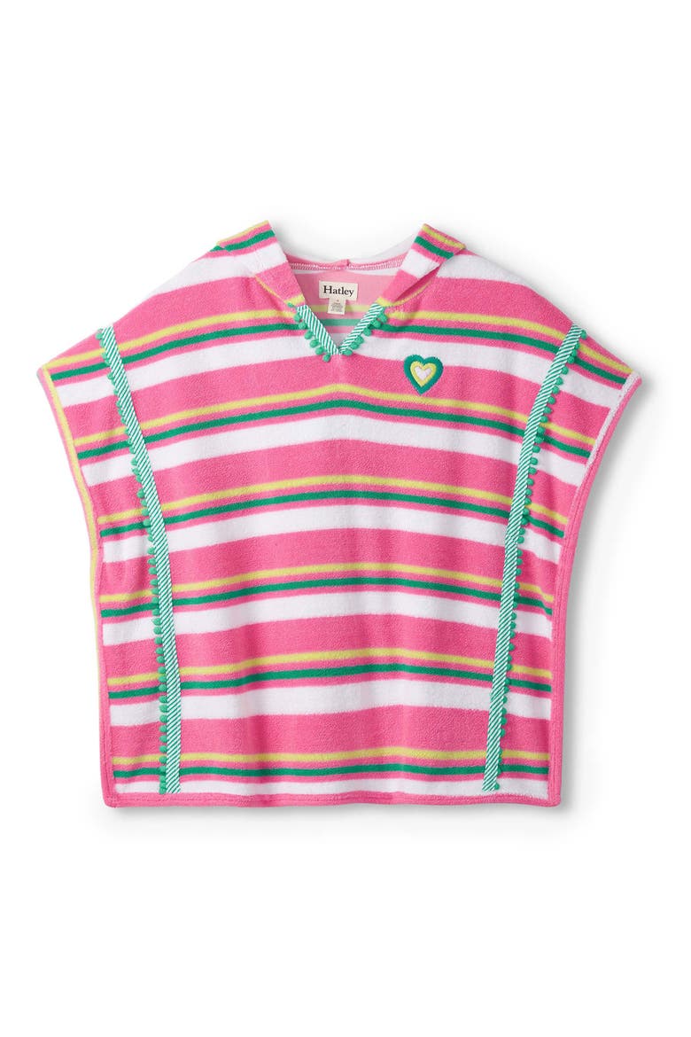 Kids' Candy Stripes Embroidered Cotton Blend Terry Cover-Up Tunic, Main, color, AZALEA PINK