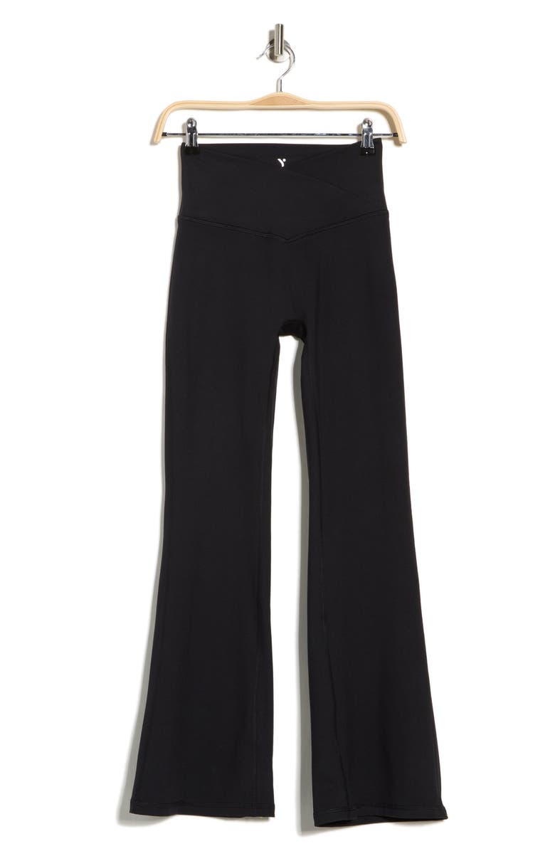 YOGALICIOUS Lux Sophia Crossover Elastic Flare Leggings, Alternate, color, Black