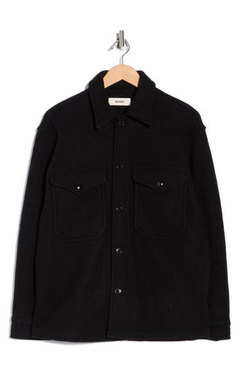 Buck Mason Felted Wool Field Shirt Jacket In Black