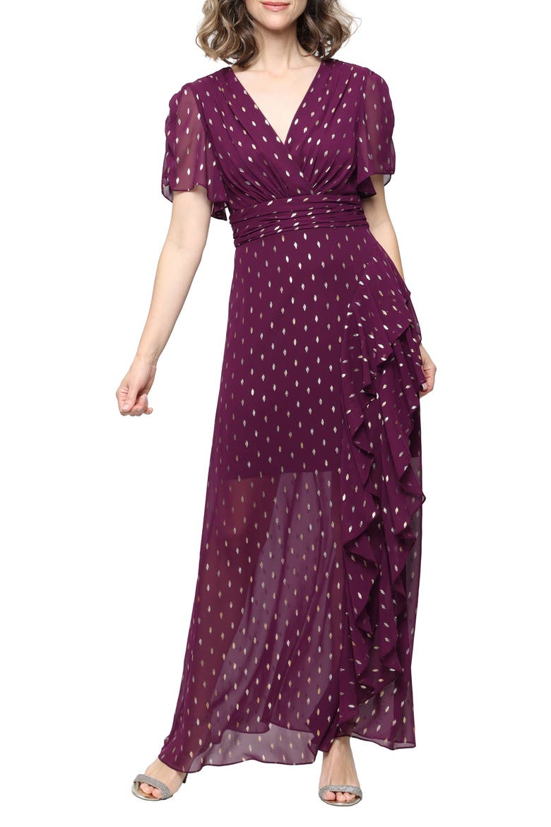 Foil Print Dress, Main, color, ITALIAN PLUM