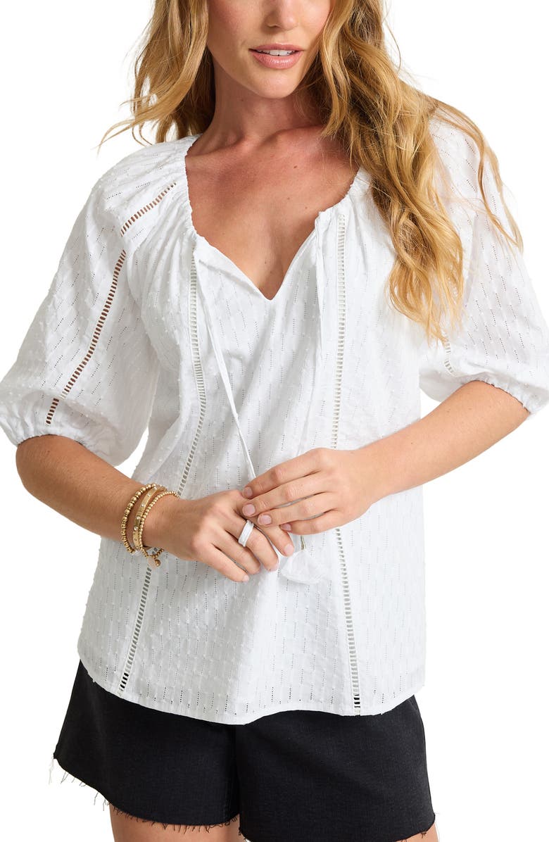 Tommy Bahama Palm Cove Cotton Puff Sleeve Top, Main, color, 