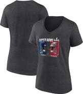 FANATICS Women's Fanatics  Heather Charcoal New England Patriots vs. Seattle Seahawks Super Bowl LX Matchup Final Battle V-Neck T-Shirt