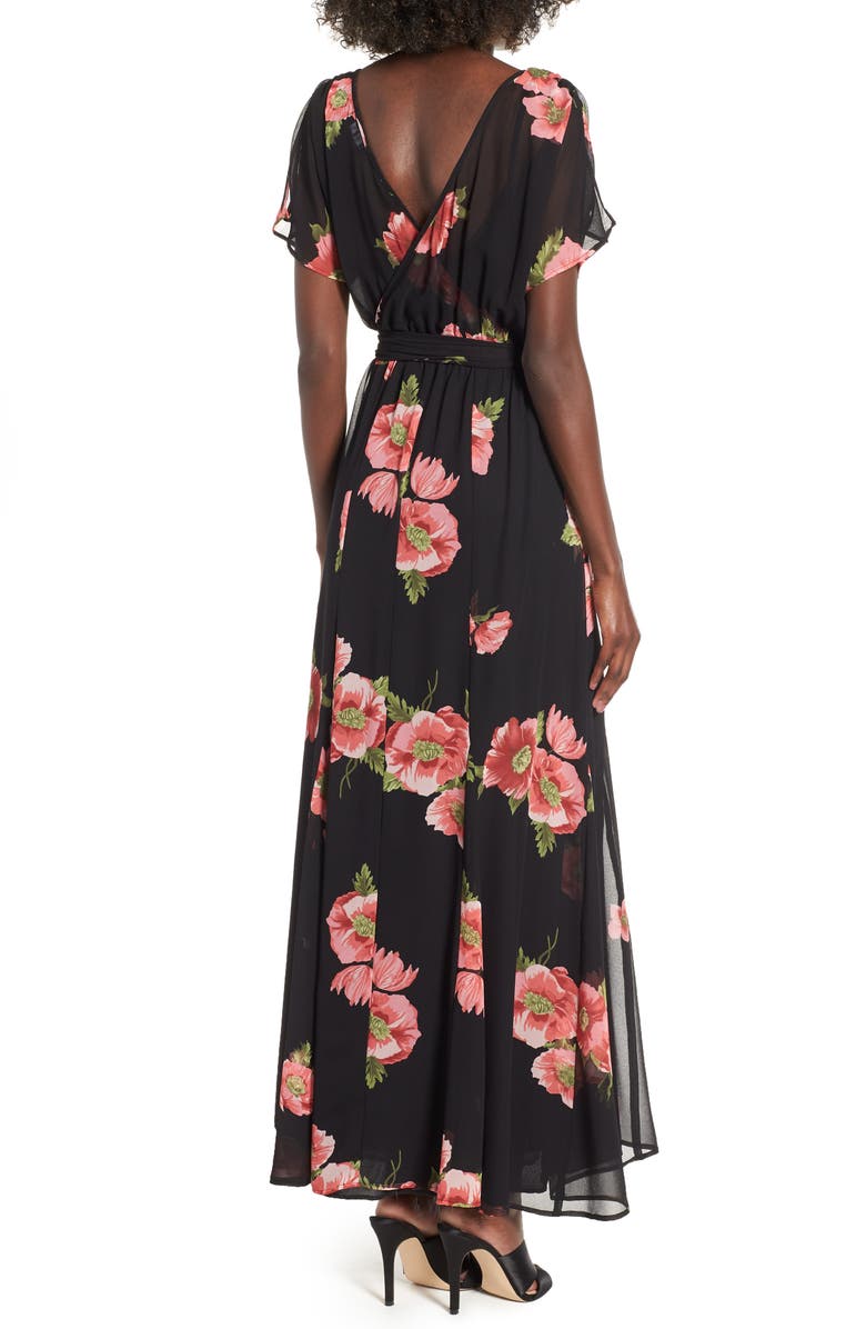Row A Surplice Tie Floral Maxi Dress, Alternate, color, 