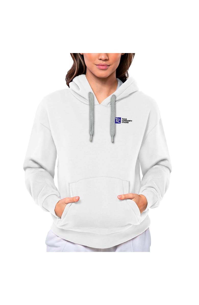 ANTIGUA Women's Antigua White Tulsa Community College Victory Pullover Hoodie, Main, color, 