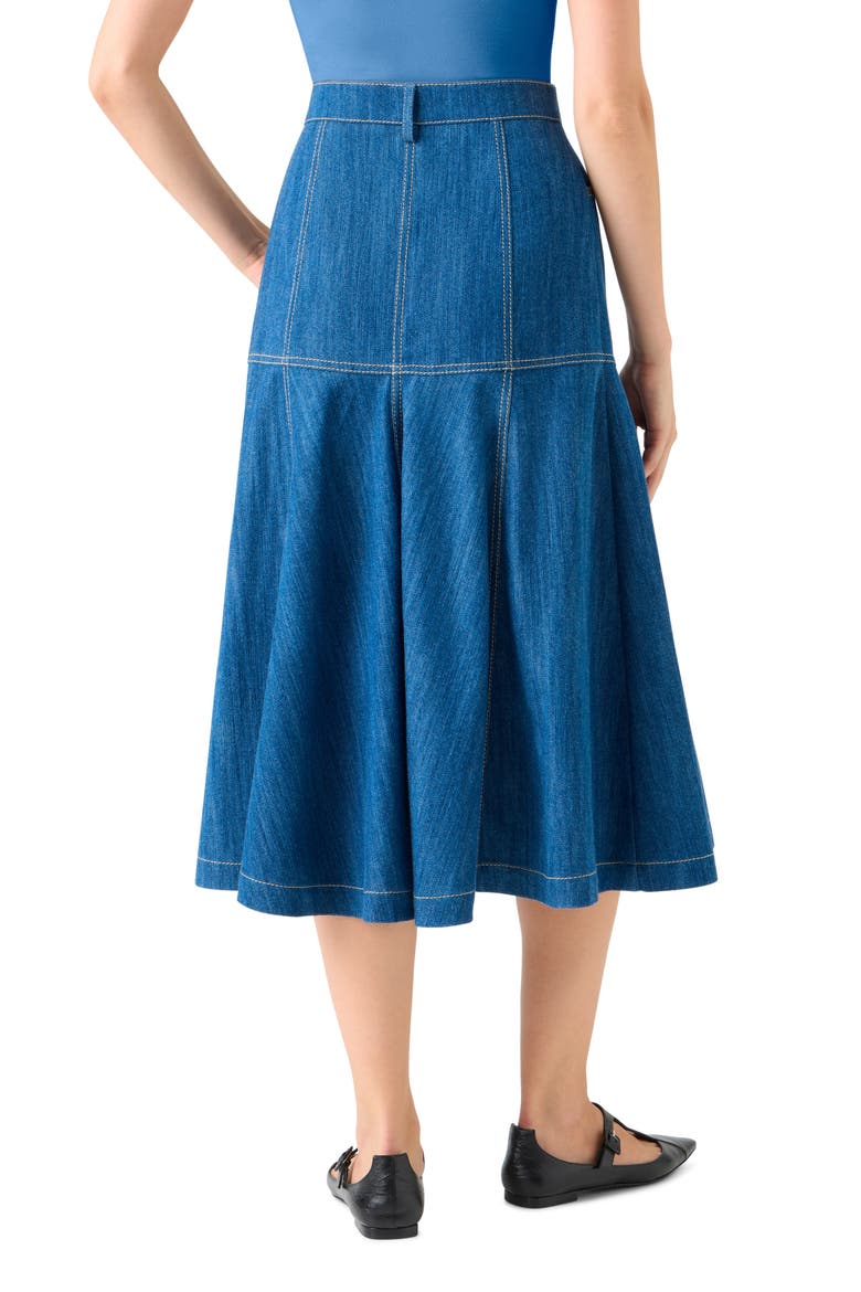 Stretch Denim Tiered Skirt, Alternate, color, MEDIUM BLUE DENIM