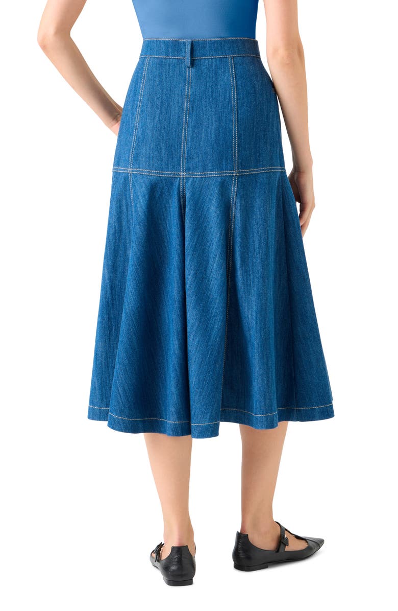 Akris punto Stretch Denim Tiered Skirt, Alternate, color, Medium Blue Denim