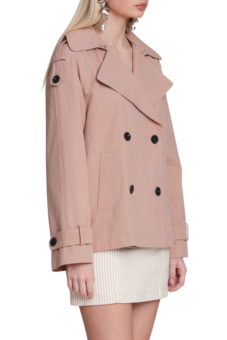 Double Breasted Short Trench Coat, Alternate, color, BISCUIT