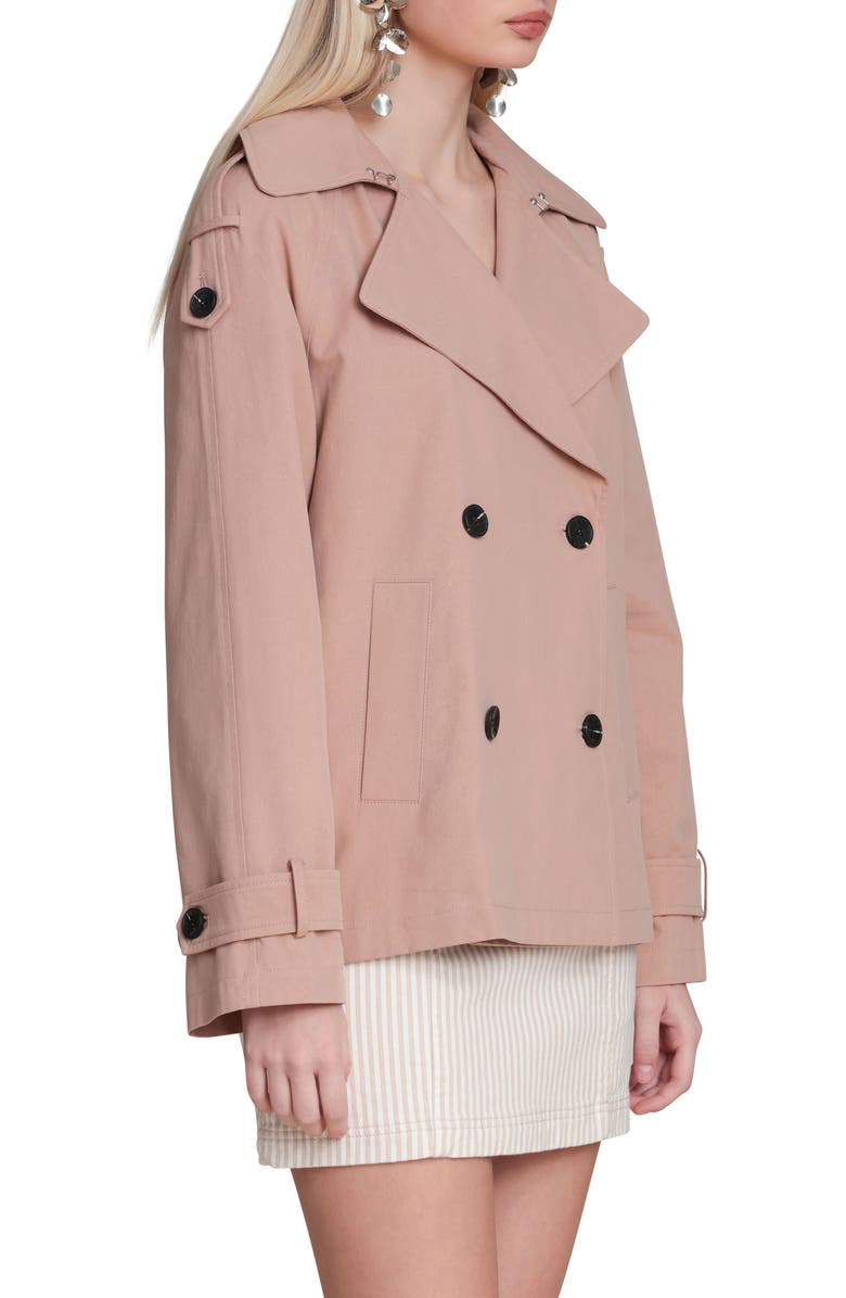 Avec Les Filles Double Breasted Short Trench Coat, Alternate, color, Biscuit