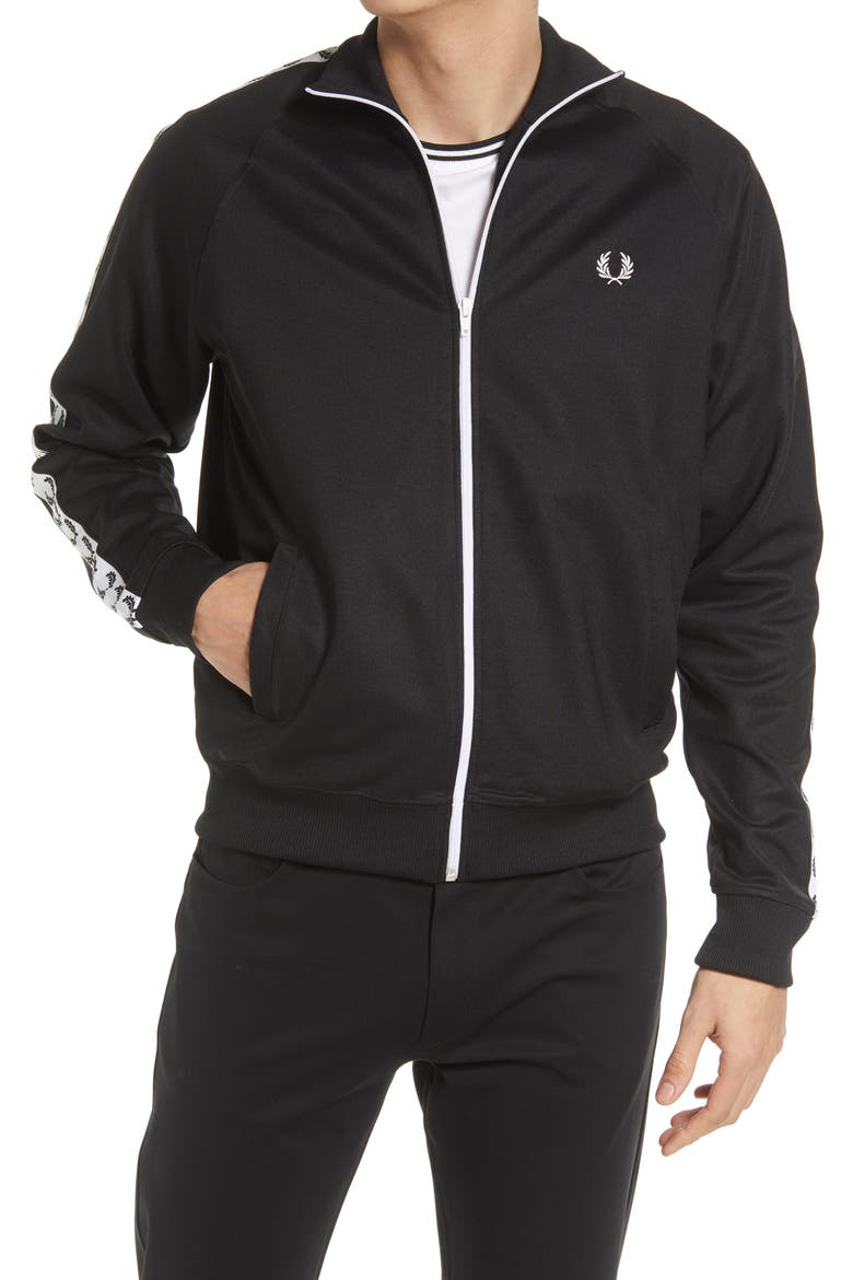 Laurel Tape Track Jacket, Alternate, color, BLK