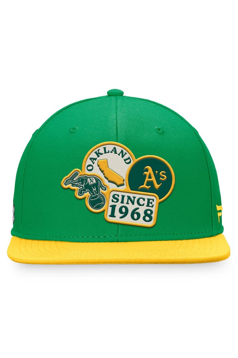 Men's Fanatics Branded Green Oakland Athletics Heritage Patch Fitted Hat, Alternate, color, Kelly Green
