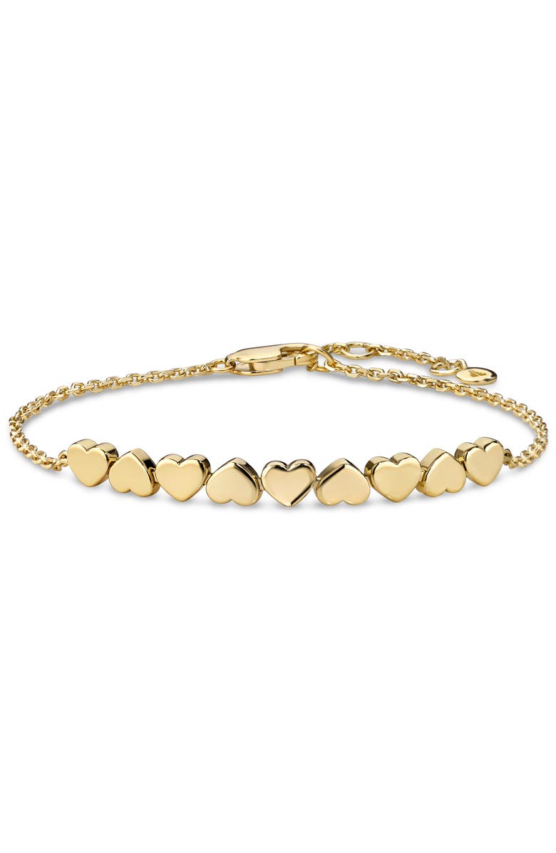 DEVATA Sweet Heart Chain Bracelet in Gold Plated Sterling Silver, Main, color, Yellow Gold