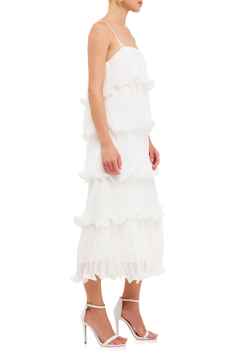 Ruffle Tiered Midi Dress, Alternate, color, WHITE