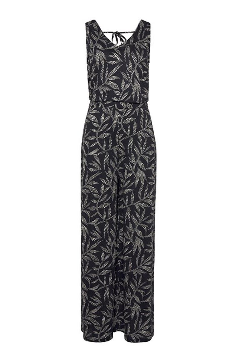 LASCANA Women's Printed Tie Back Jumpsuit, Alternate, color, Black & Sand