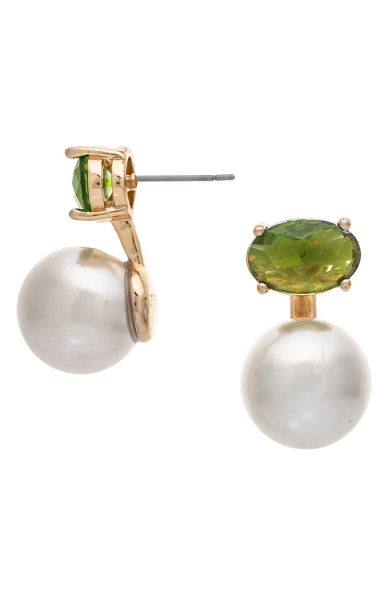 Imitation Pearl and Crystal Stud Earrings