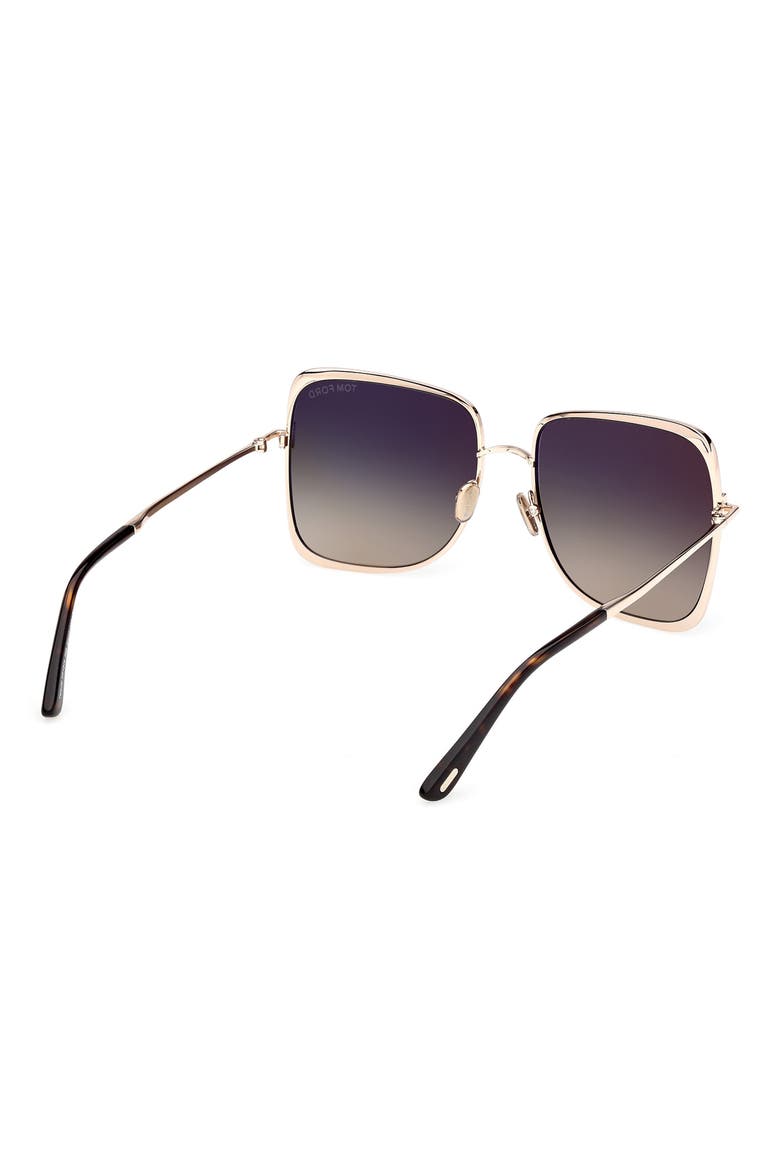 Tara 57mm Gradient Square Sunglasses, Alternate, color, SHINY ROSE GOLD / SMOKE LENS