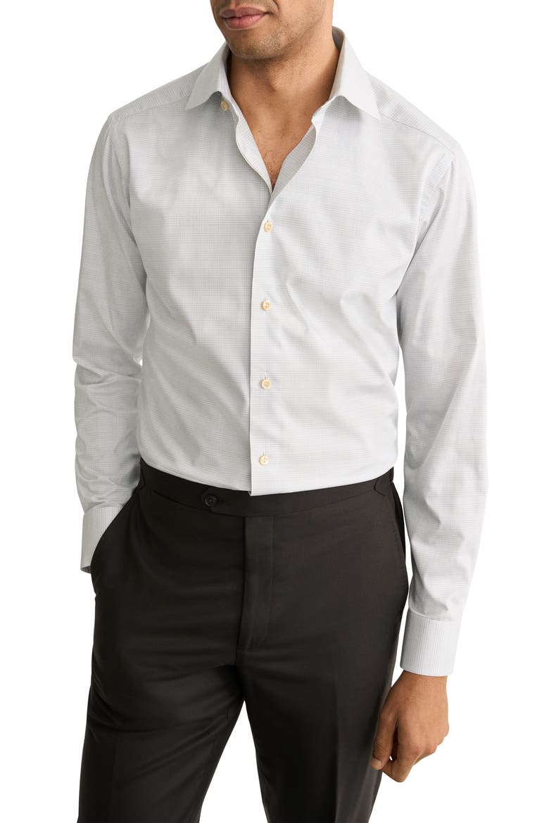 Slim Fit Prince of Wales Check Dress Shirt, Main, color, MEDIUM BROWN