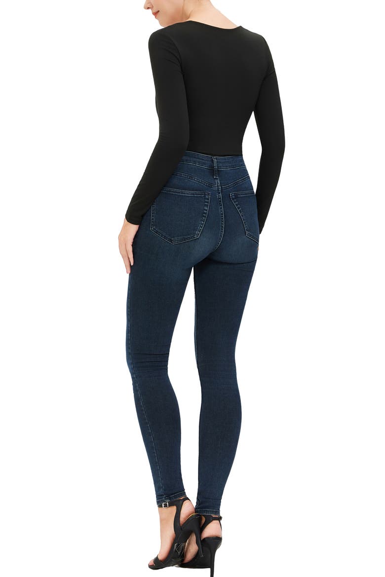 Square Neck Long Sleeve Bodysuit, Alternate, color, Black