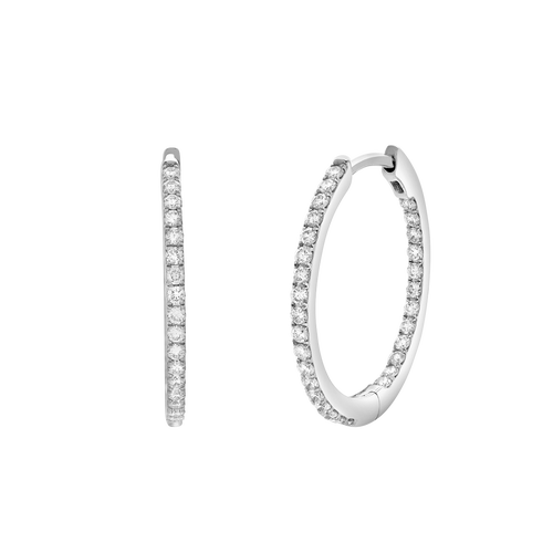 Luvmyjewelry Everbloom Sleek Inside Out Diamond Set Hoop Earrings In 14k Gold In Multi