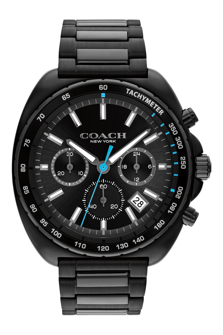 Charter Chronograph Bracelet Watch, 44.5mm, Main, color, BLACK