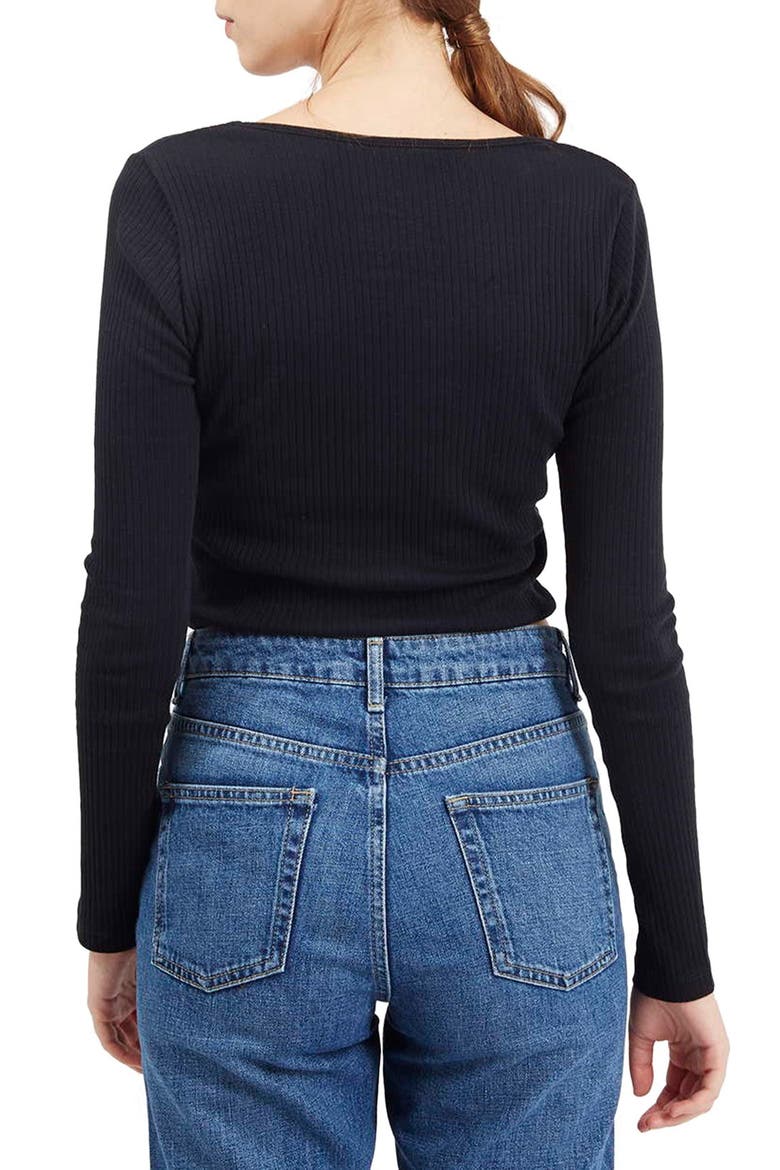 V-Neck Crop Sweater, Alternate, color, BLACK