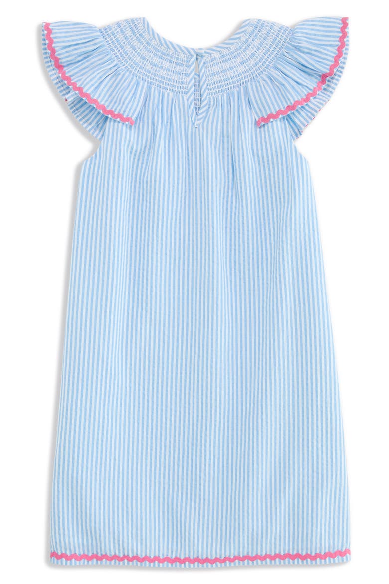 Kids' Rickrack Flutter Sleeve Cotton Seersucker Sundress, Alternate, color, SEERSUCKER-JAKE BLUE