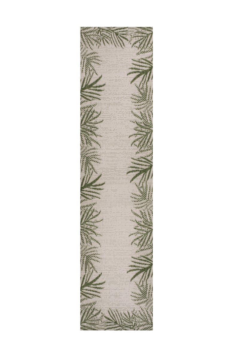JONATHAN Y Isla Coastal Cottage Palm Frond Border Indoor/Outdoor Area Rug, Alternate, color, Green/Cream