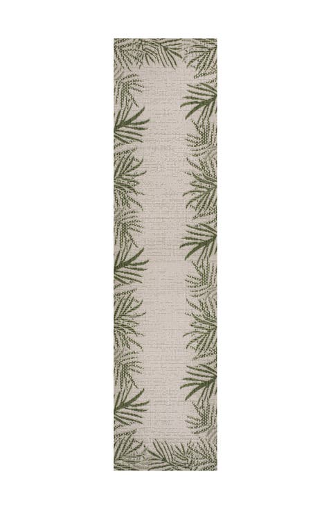 Isla Coastal Cottage Palm Frond Border Indoor/Outdoor Area Rug