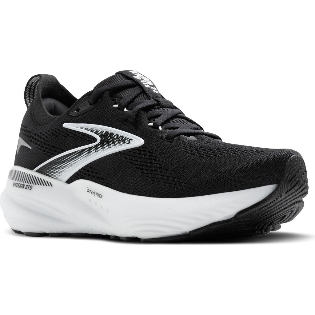 Brooks Glycerin Gts 22 Running Shoe In Black/grey/white