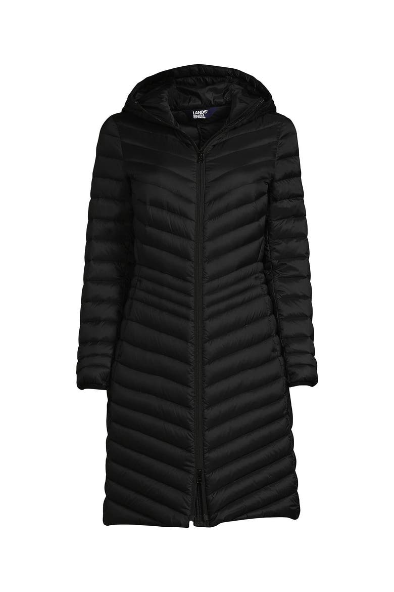 Ultralight Packable Long Down Coat, Alternate, color, Black