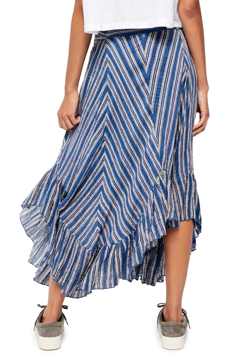 Giselle Chevron Asymmetrical Skirt, Alternate, color, NAVY COMBO
