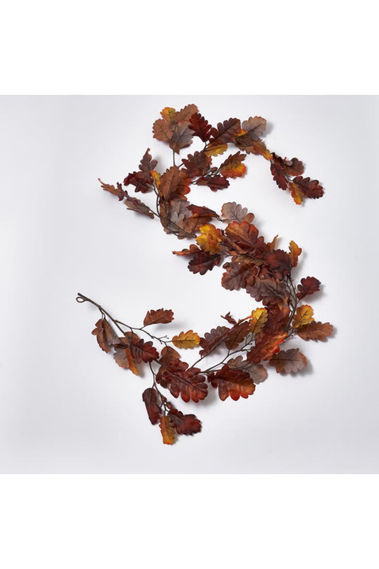 Rustic Brown Oak Leaf & Autumn Acorn Fall Table Runner Mantle Garland, Main, color, Brown