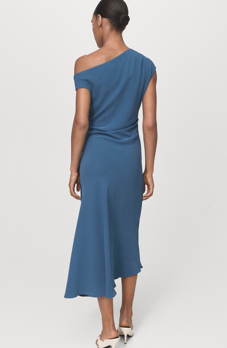 MANGO Asymmetrical One-Shoulder Midi Dress, Alternate, color, Blue