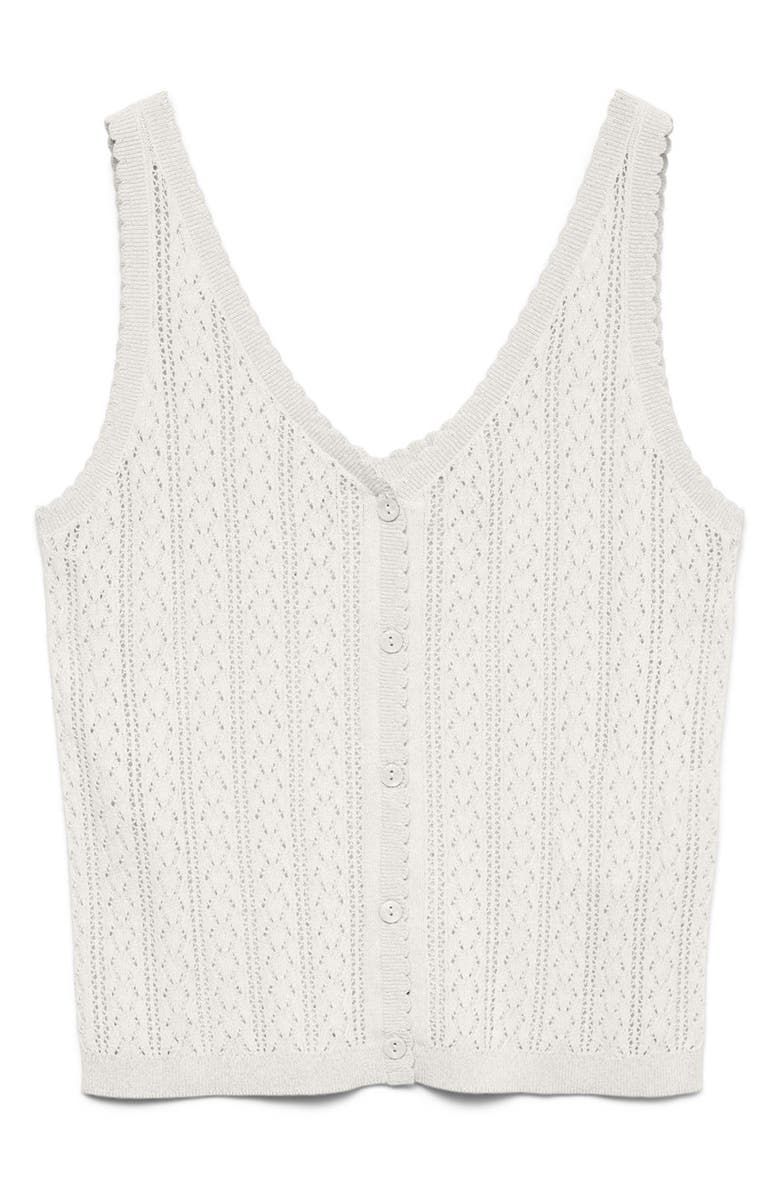VERO MODA Lux Light Pointelle Knit Cotton Blend Button-Up Tank, Alternate, color, Snow White