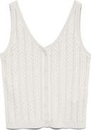 VERO MODA Lux Light Pointelle Knit Cotton Blend Button-Up Tank