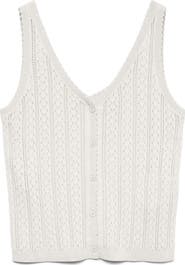 VERO MODA Lux Light Pointelle Knit Cotton Blend Button-Up Tank
