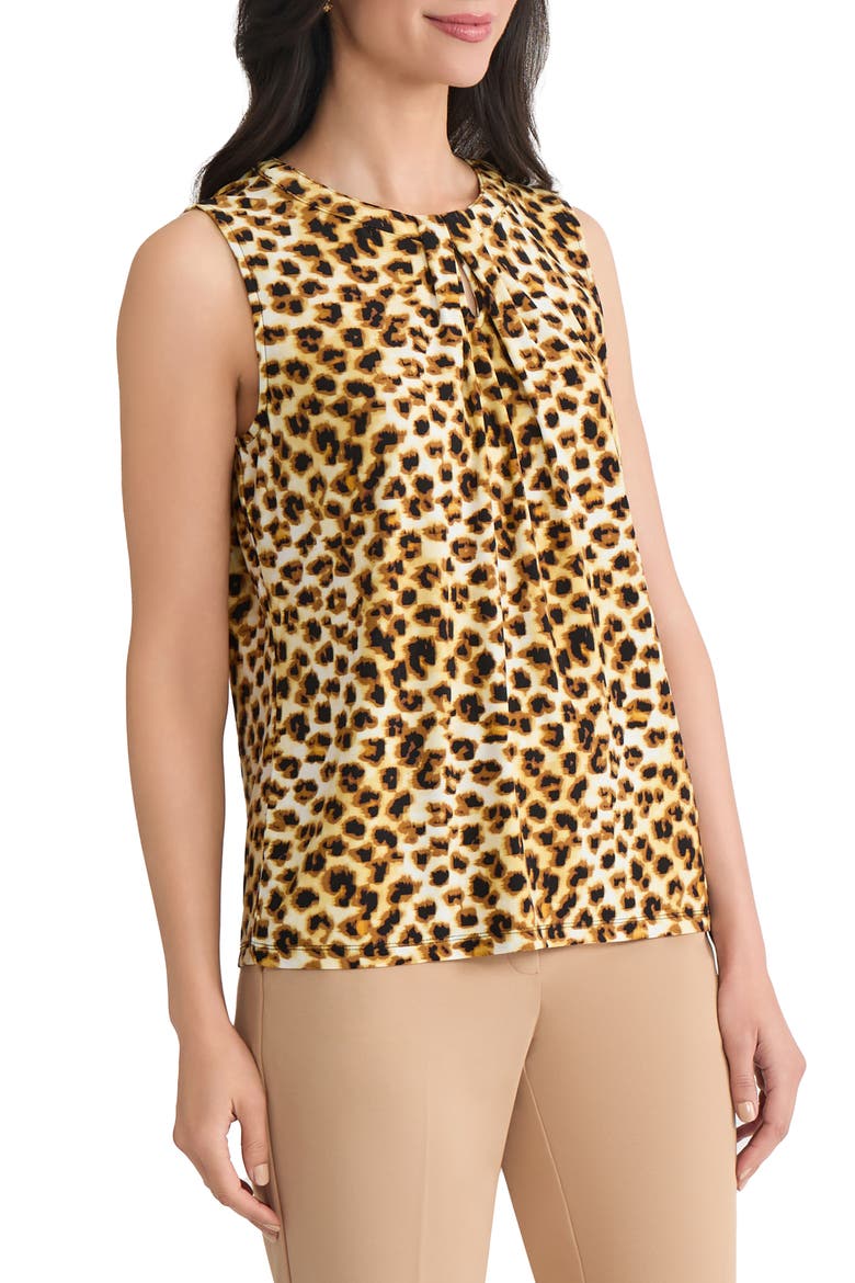 Pleated Sleeveless Top, Alternate, color, VANILLA ICE MULTI