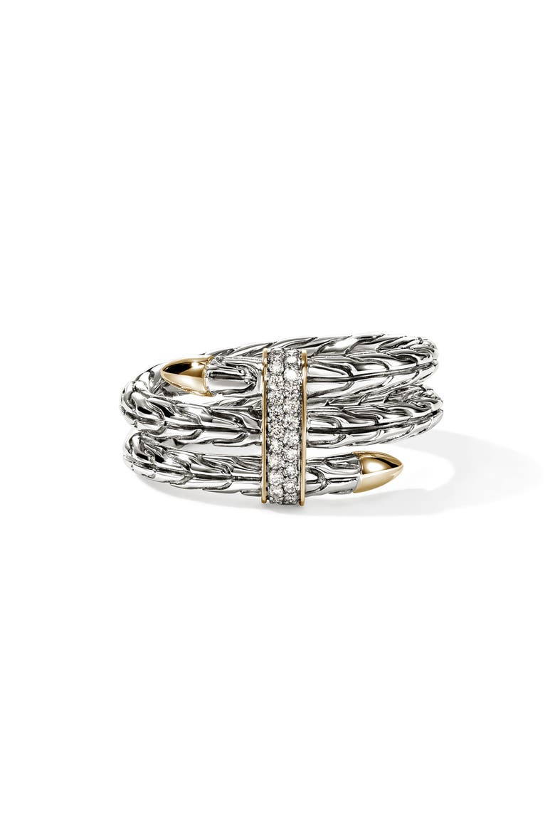 Triple Spear Flex Ring, Pavé, Main, color, SILVER AND GOLD