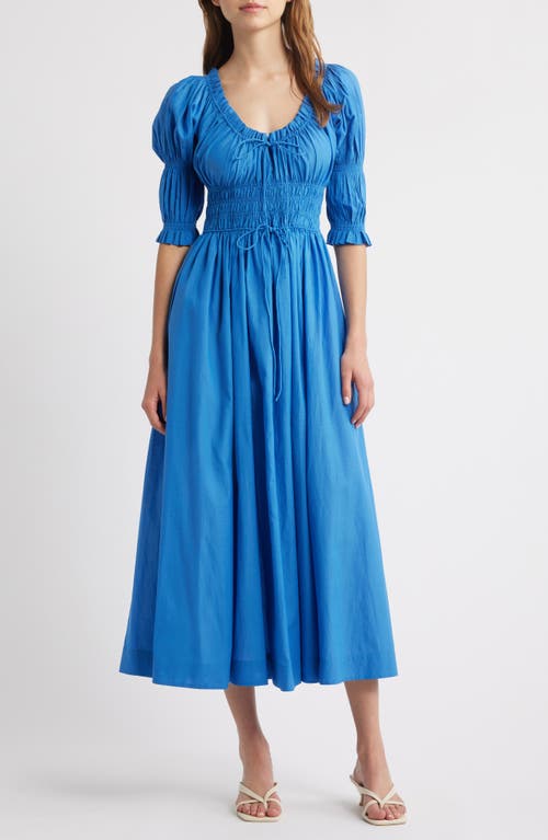 Doen Dôen Ischia Shirred Maxi Dress In Blue