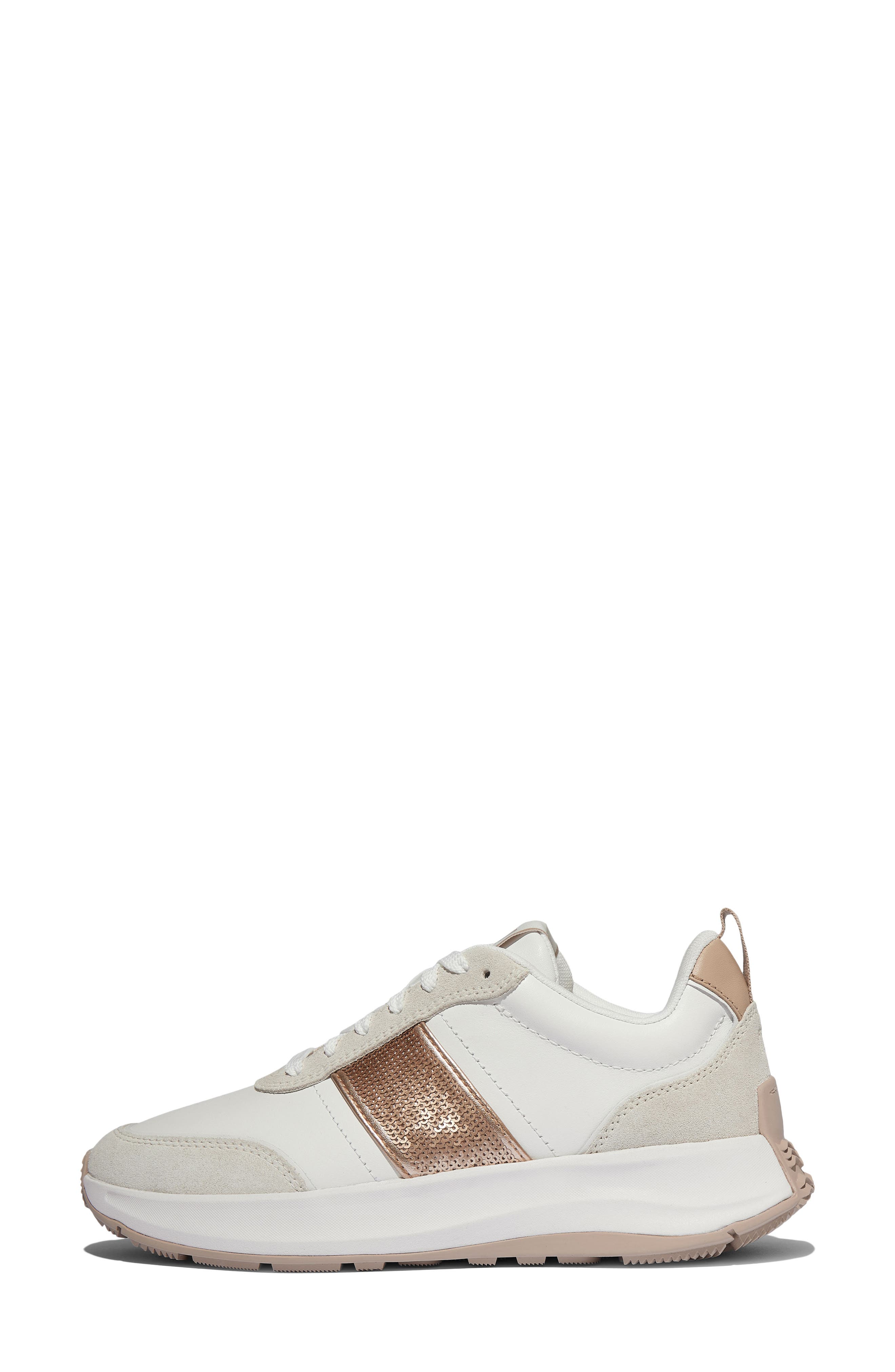 F-Mode Flow Sequin Leather Sneaker, Alternate, color, URBAN WHITE/ CLASSIC BEIGE