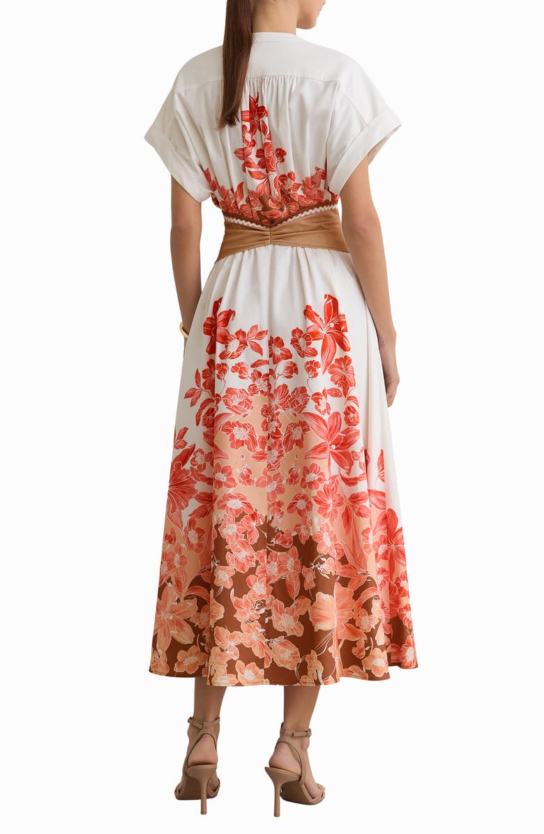 Reiss Sawyer Placed Print Stretch Cotton Dress, Alternate, color, Pink/ Ivory