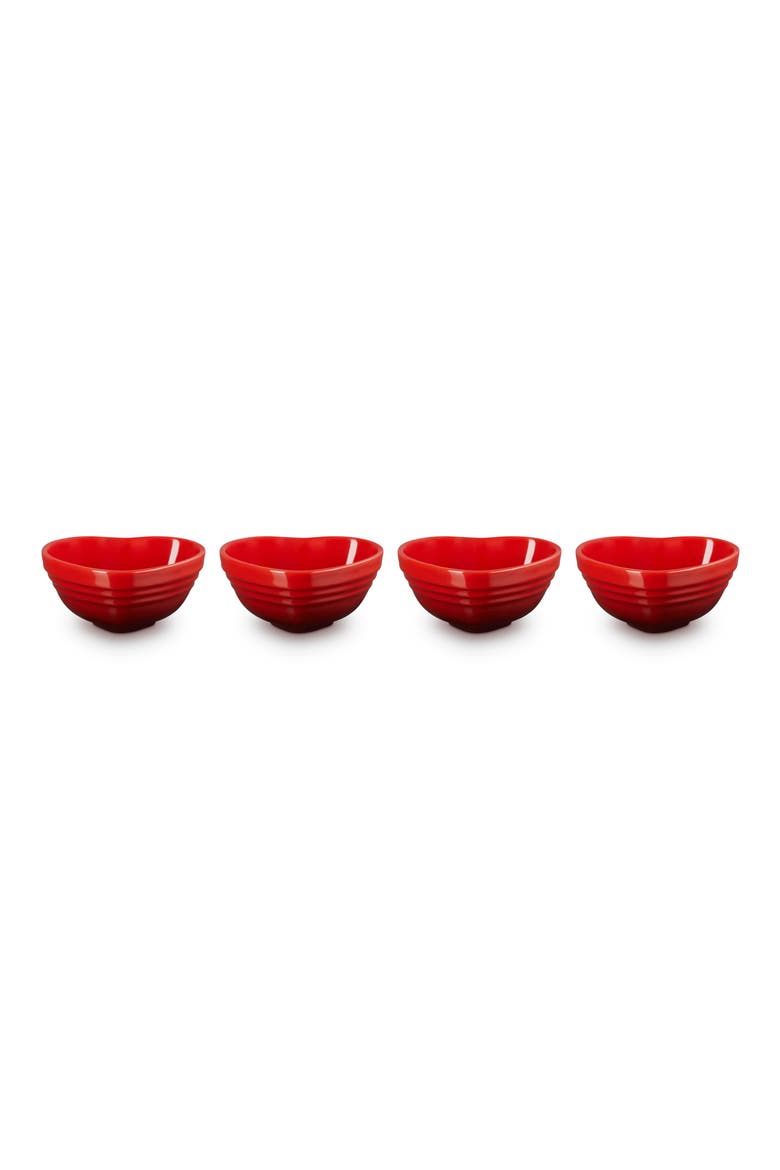 Set of 4 Stoneware Mini Heart Pinch Bowls, Main, color, CERISE