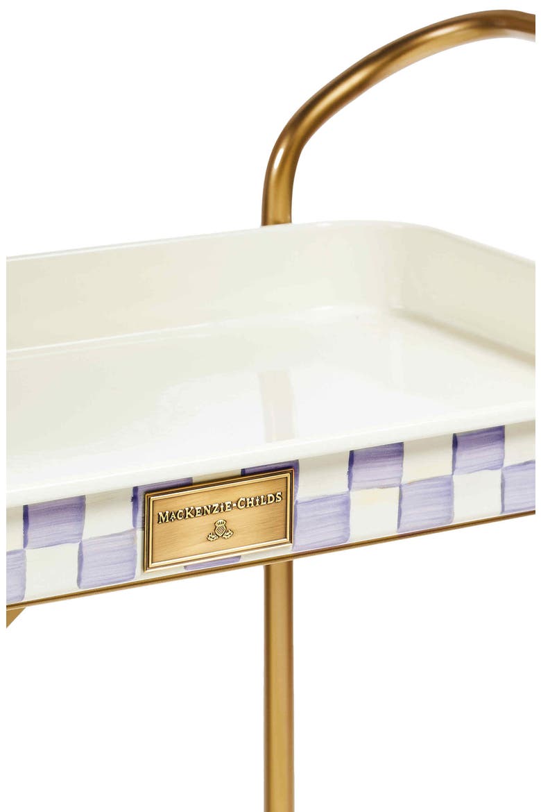 Violet Check Enameled Steel 2-Tier Kitchen Cart, Alternate, color, VIOLET